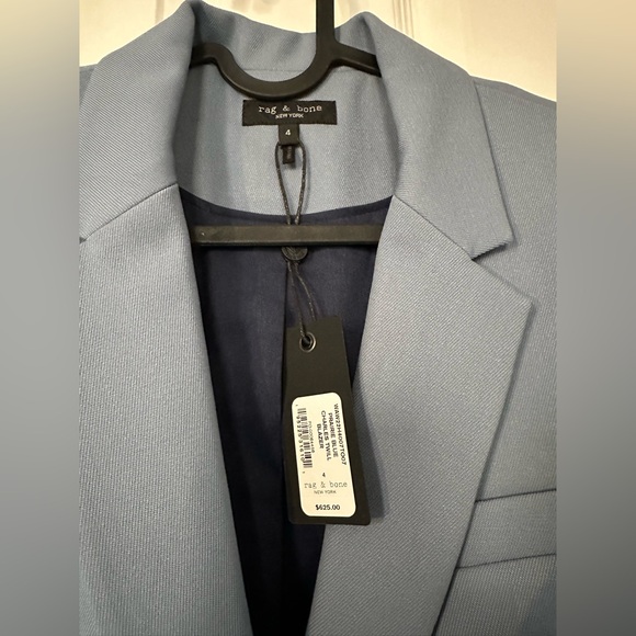 Rag & Bone Wool Blend Prairie Blue Charles Twill Blazer NWT SZ 4 - Picture 6 of 11
